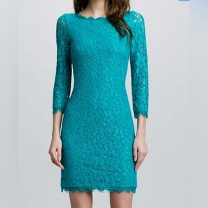 Diane von Furstenberg Zarita Lace Dress, Parakeet - Size 4